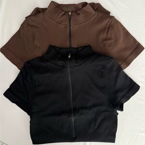 Elegant Women's Zip-Up Bodysuits in Black and Brown